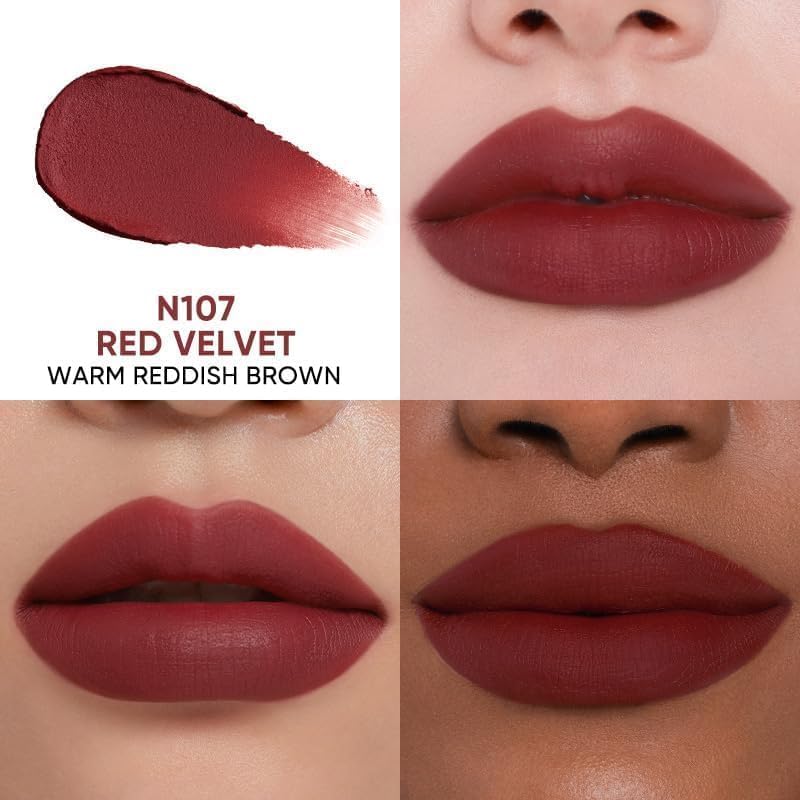 JUDYDOLL lip cream swatch shows silky glide and rich red pigment