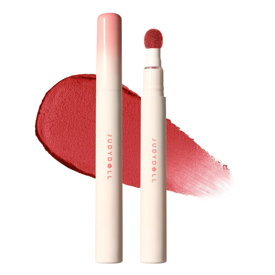 JUDYDOLL Cushion Matte Lip Cream swatch showing rich color payoff for all-day glam
