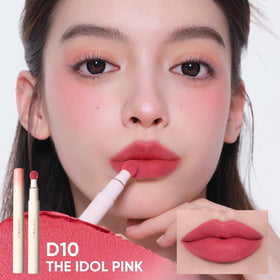 Close-up texture of JUDYDOLL lip cream for silky glide and smooth color