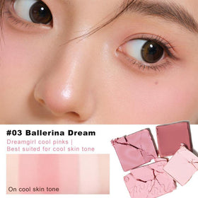 JUDYDOLL four-in-one palette closeup highlights compact design and versatile shades.