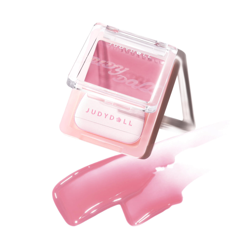 JUDYDOLL Glow Blush Balm compact with puff provides a smooth, dewy flush for daily radiance.