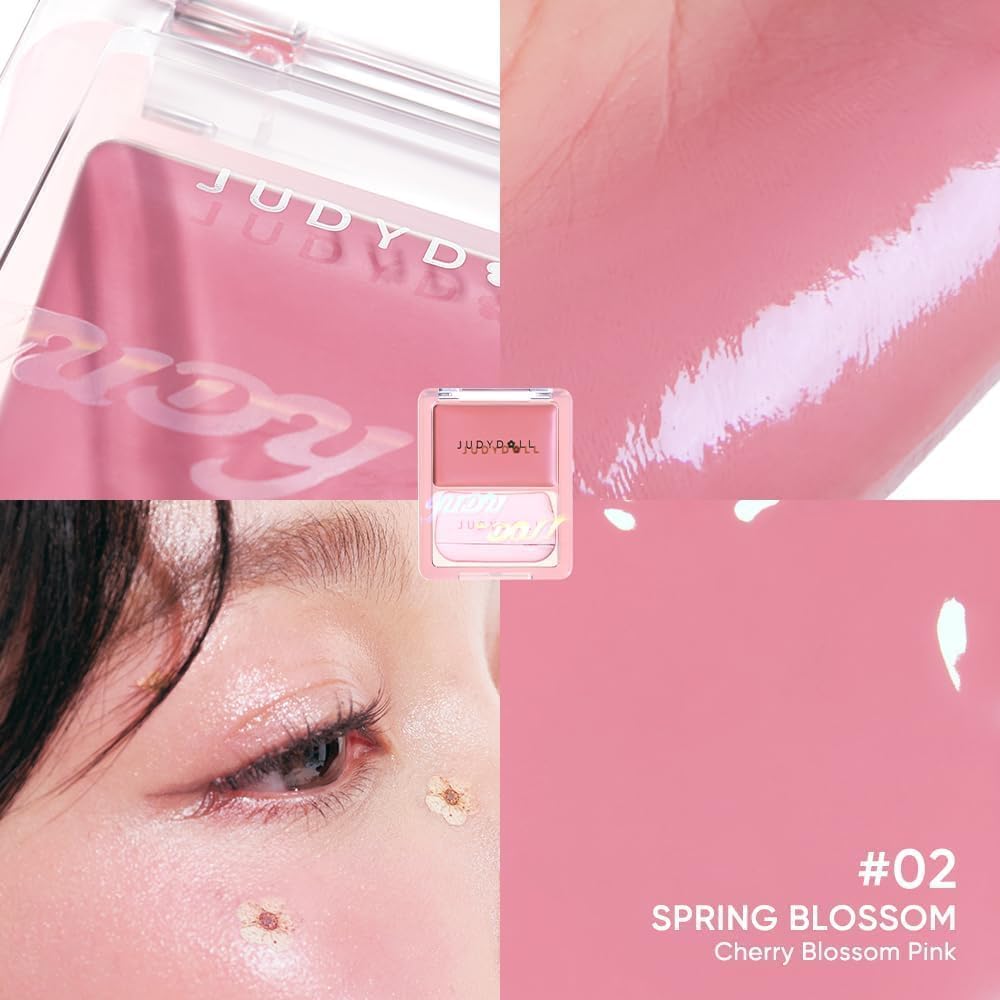 The built-in puff on JUDYDOLL Glow Blush Balm enables precise tapping and dab application for buildable color.
