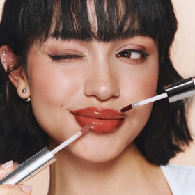 JUDYDOLL Lip Stain swatch on lips for vibrant, even color.