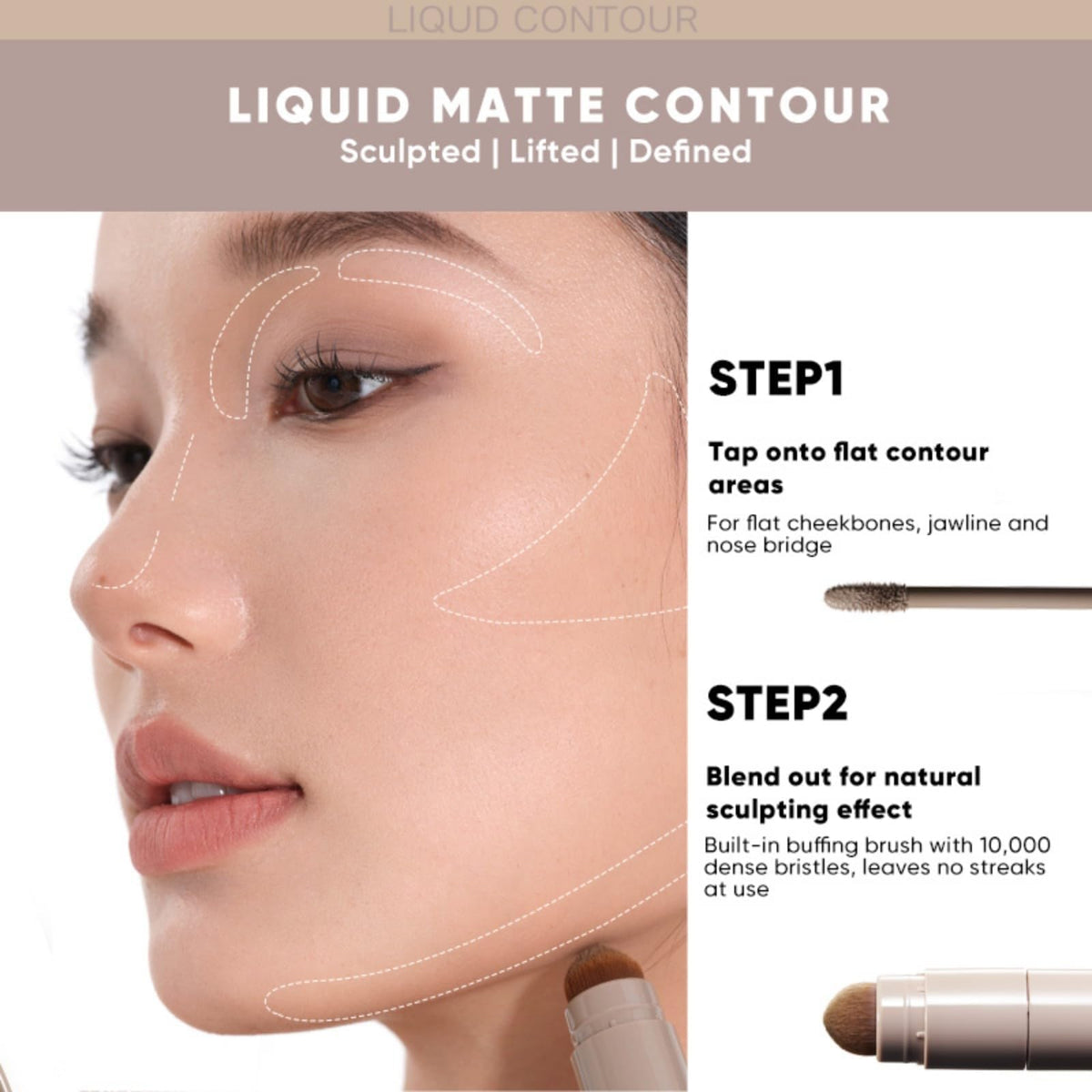 JUDYDOLL Close-up of waterproof, transfer-resistant formula on skin for all-day finish.