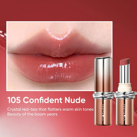 JUDYDOLL PDRN Stay Shine Lipstick dual-color-lock protects color against transfer.