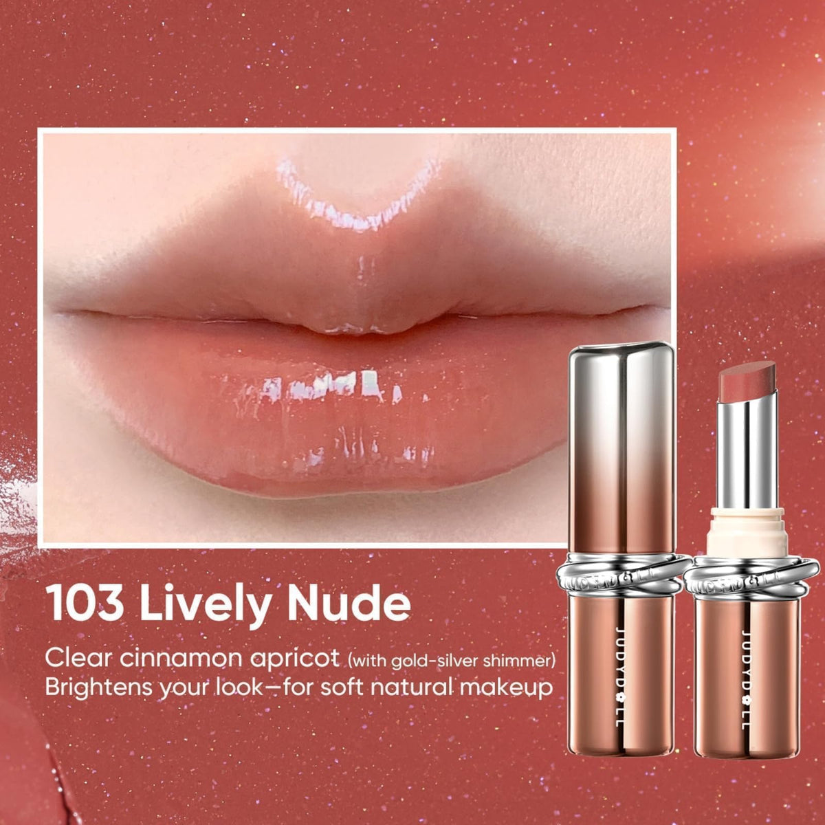 JUDYDOLL PDRN Stay Shine Lipstick dual-layer-color locks the shade.