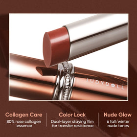 JUDYDOLL PDRN Stay Shine Lipstick glides on for a seamless nude look