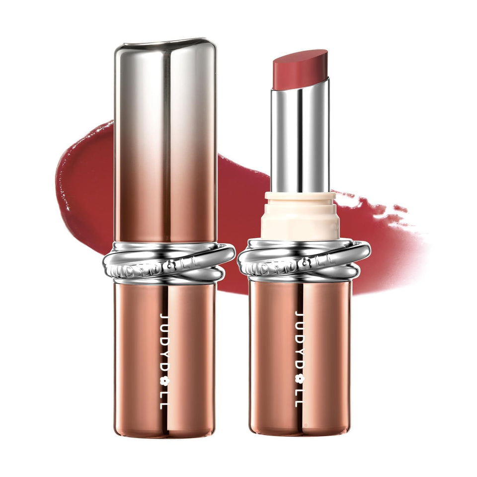 JUDYDOLL PDRN Stay Shine Lipstick serum-glow texture nourishes lips all day.