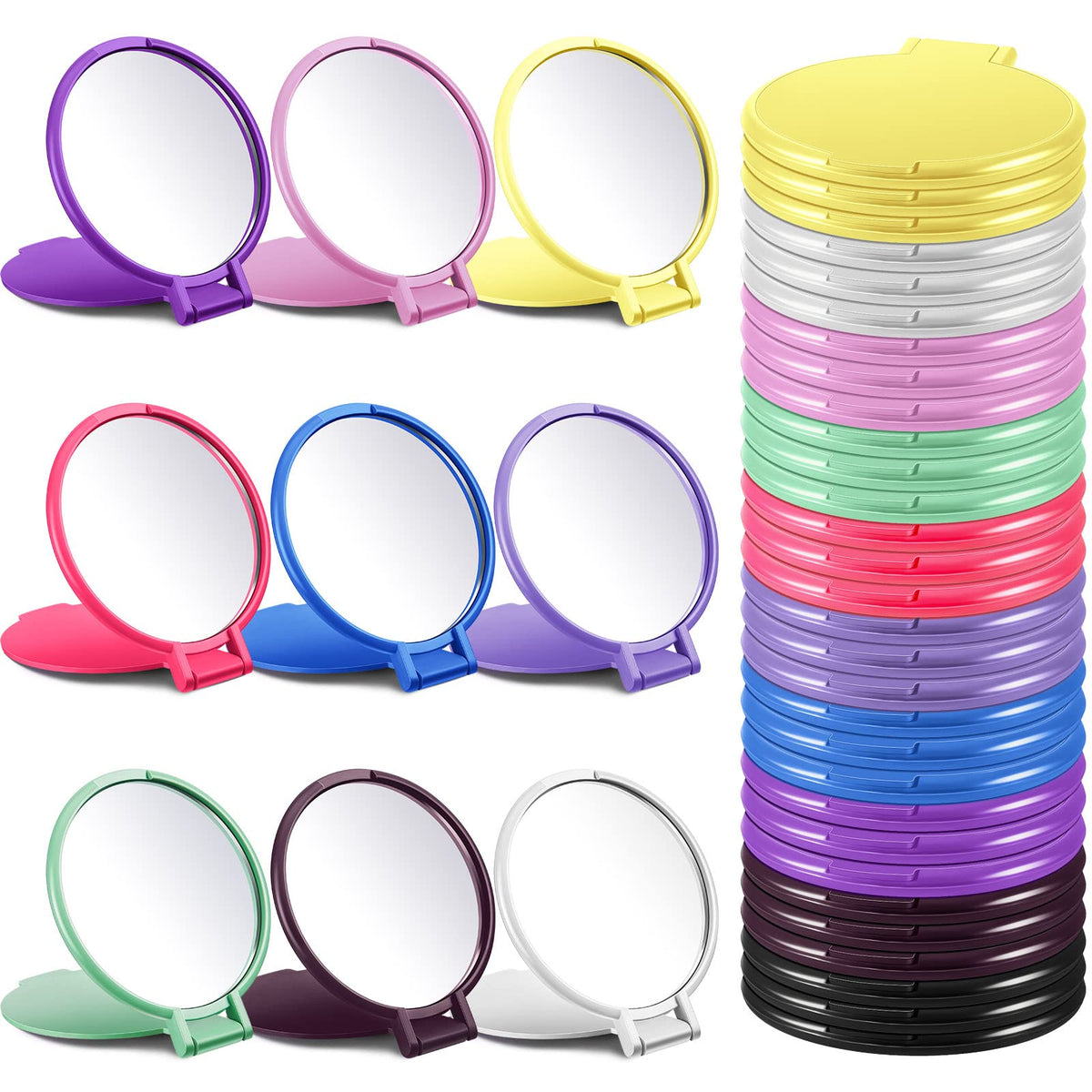 Juexica 180-piece compact mirror bulk packaging, easy gifting and storage.