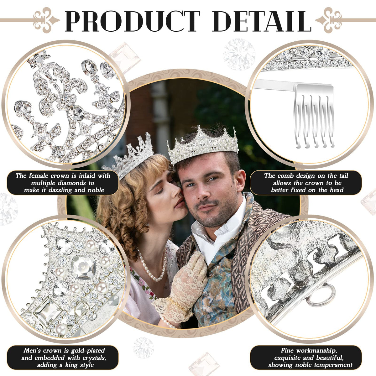 Juexica baroque crown detail showcasing retro craftsmanship and color crystals