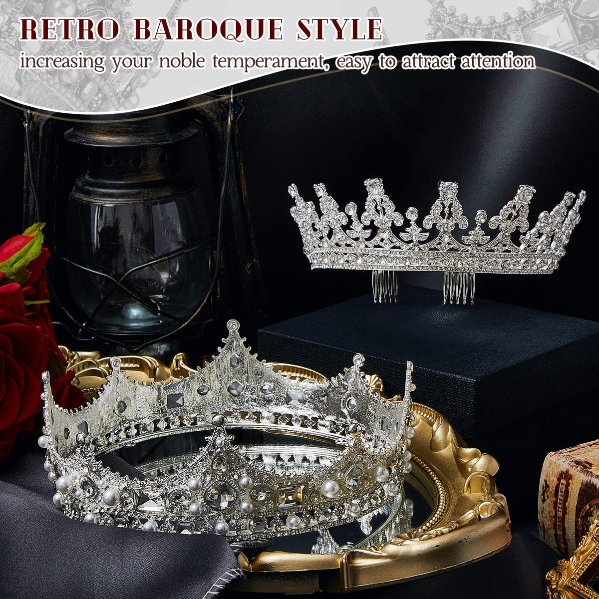 Juexica crown with hair comb ensures secure wear during events