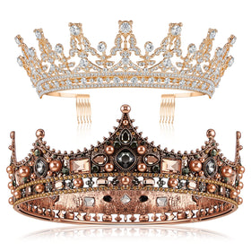Juexica king crown silver baroque for formal events.