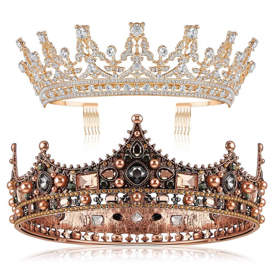 Juexica king crown silver baroque for formal events.
