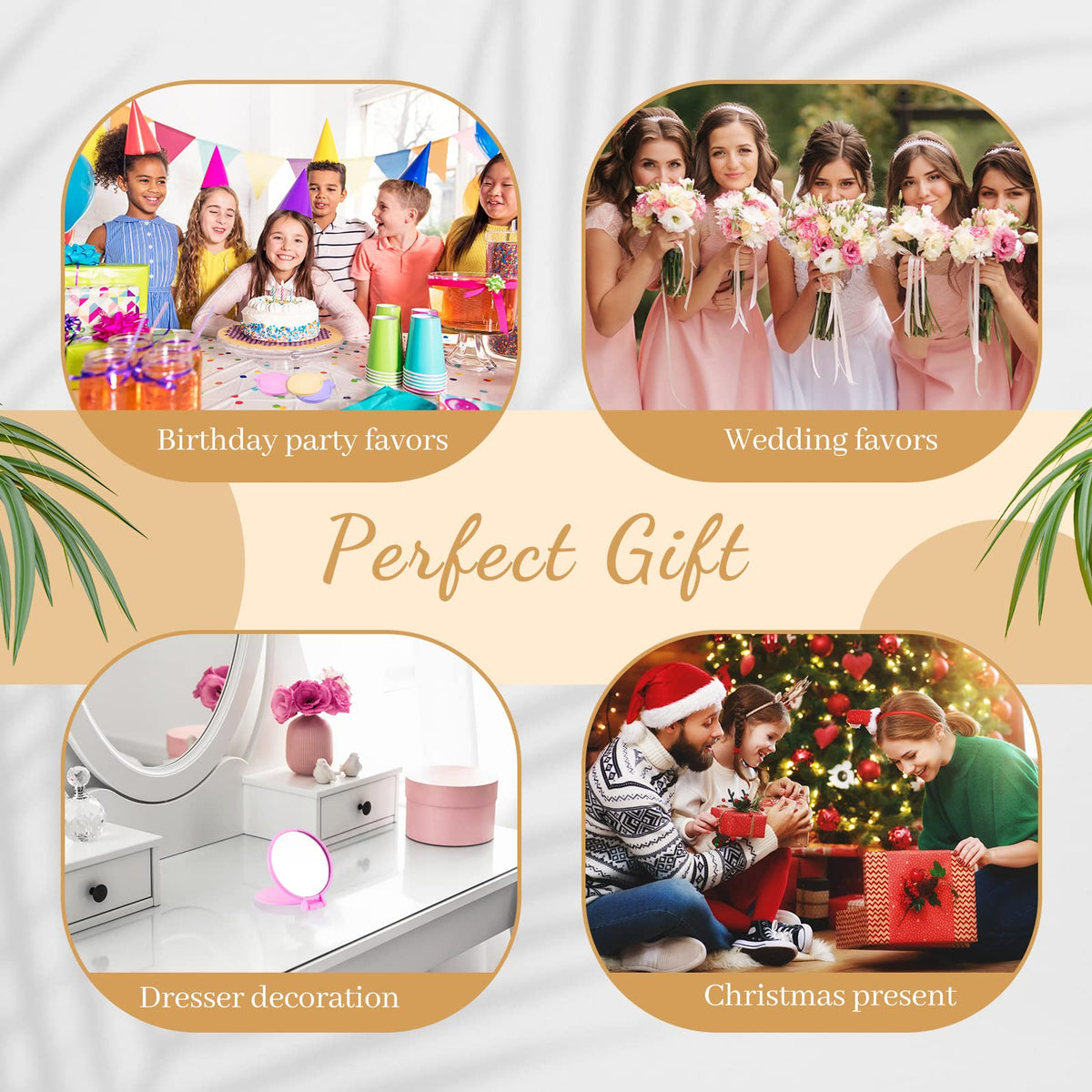 Juexica mini mirrors as thoughtful party favors for weddings and showers.