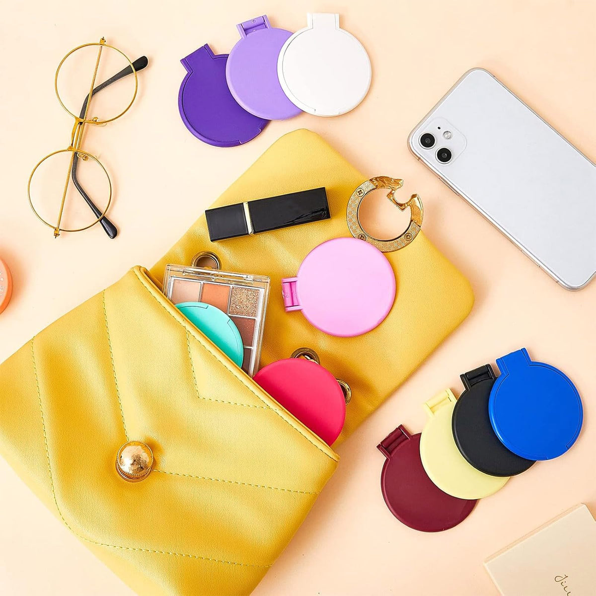 Juexica pocket mirror in a purse-ready size for quick touch-ups.