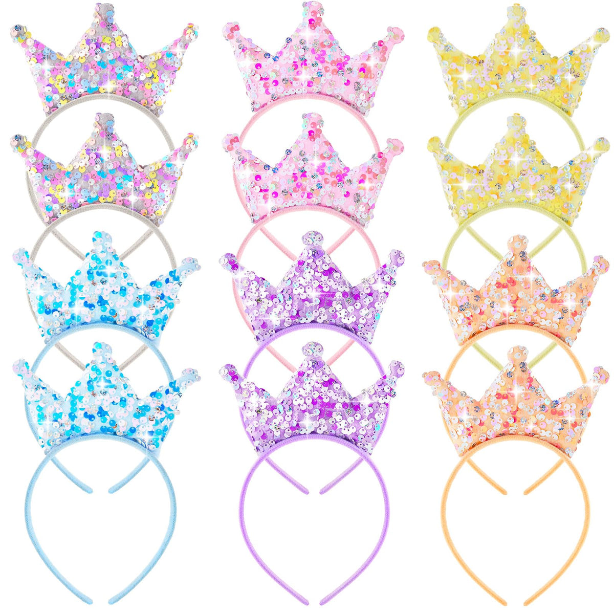 Juexica pink glitter princess crown headband for festive party looks.