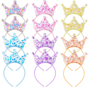 Juexica pink glitter princess crown headband for festive party looks.