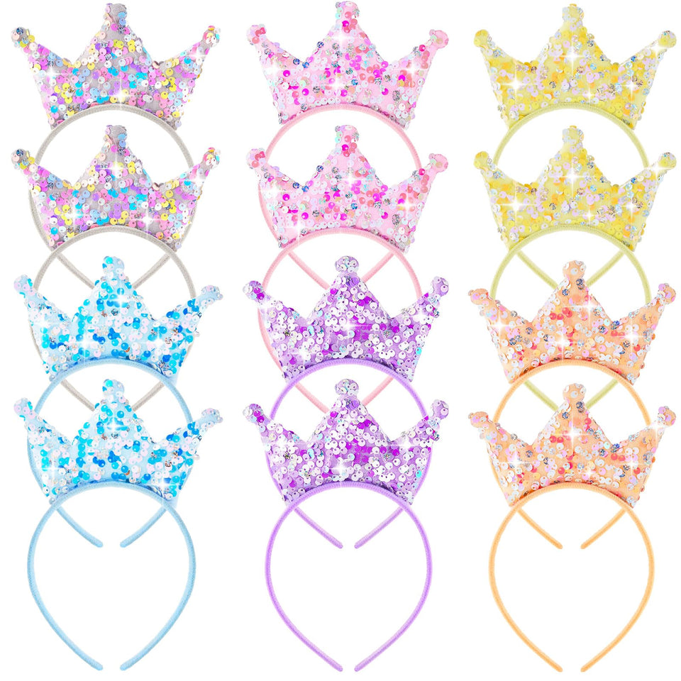 Juexica pink glitter princess crown headband for festive party looks.