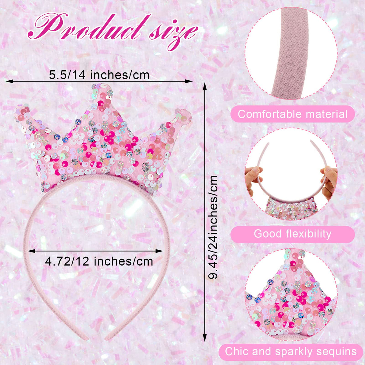 Juexica purple glitter crown headband perfect for princess-themed parties.