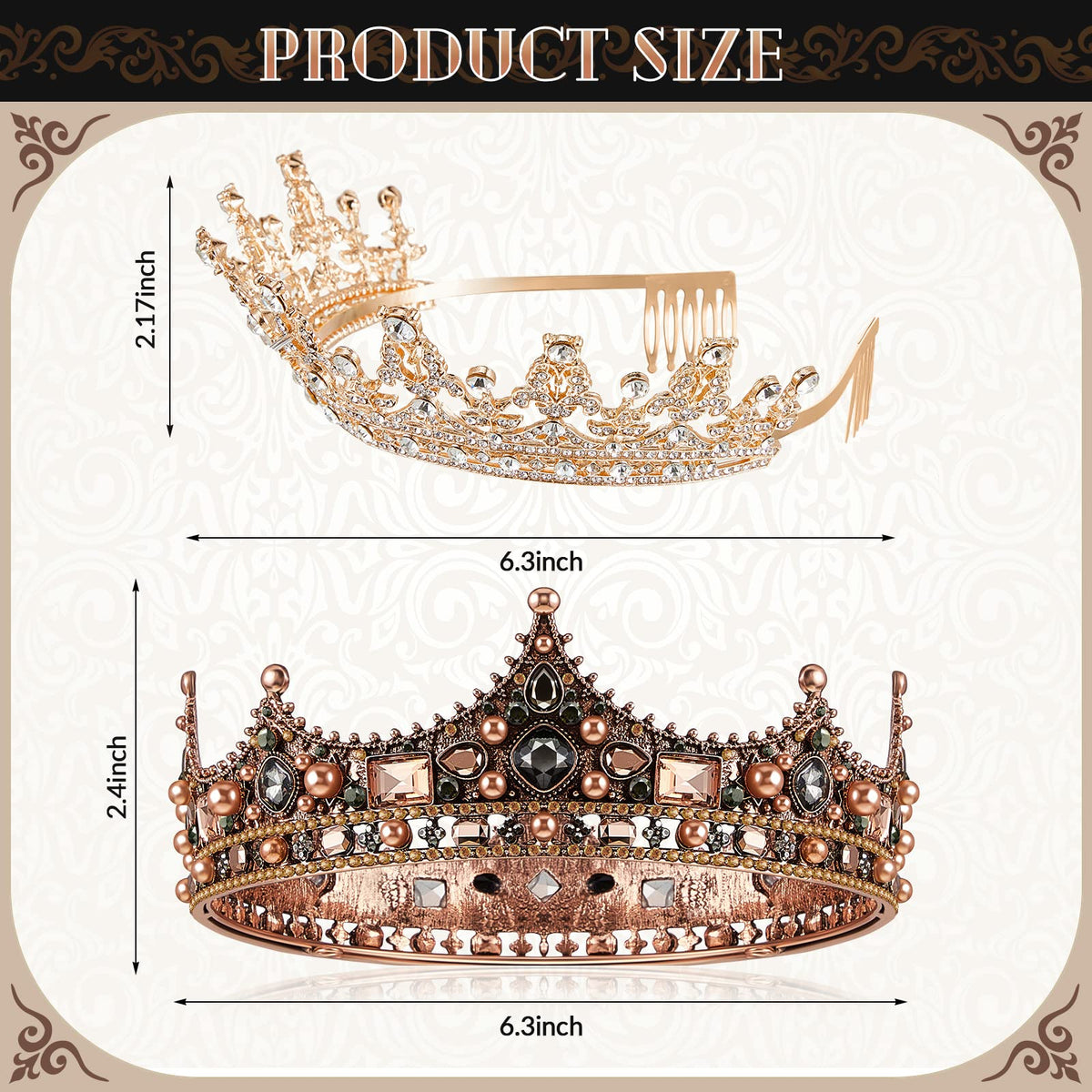 Juexica queen tiara gold highlights crystals for elegant weddings.