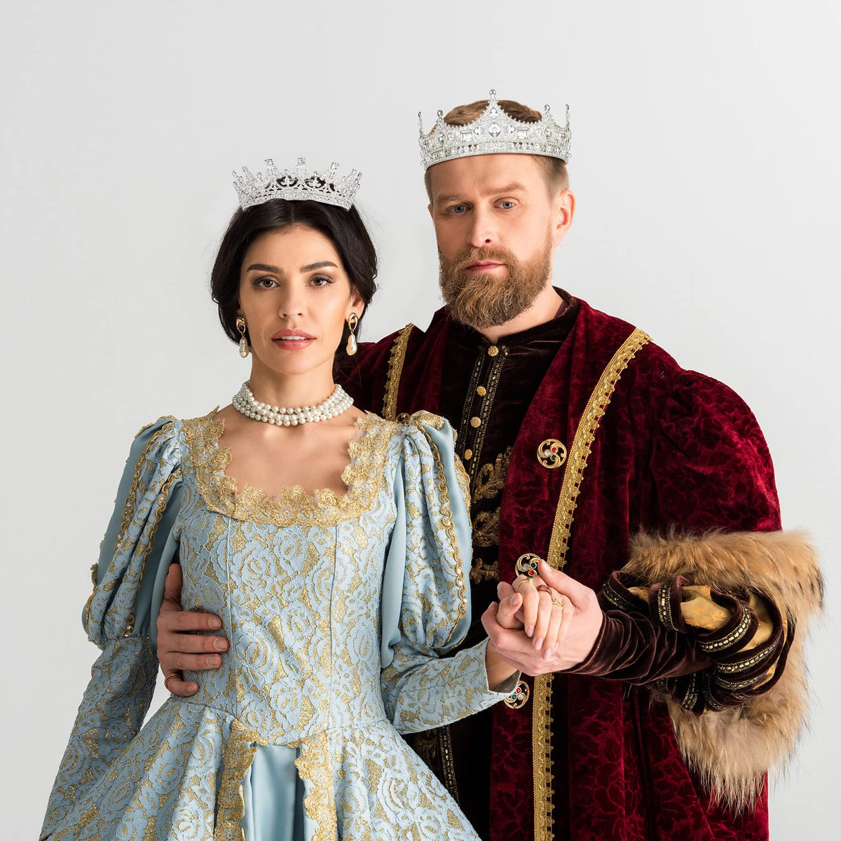 Juexica matching king crown and queen tiara set for prom