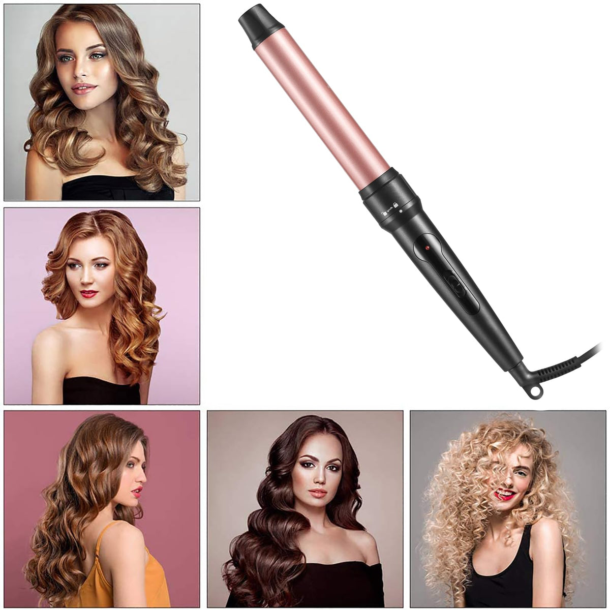 JuHaLeiw 3-in-1 curling wand with 1-1/4 inch barrel for voluminous waves