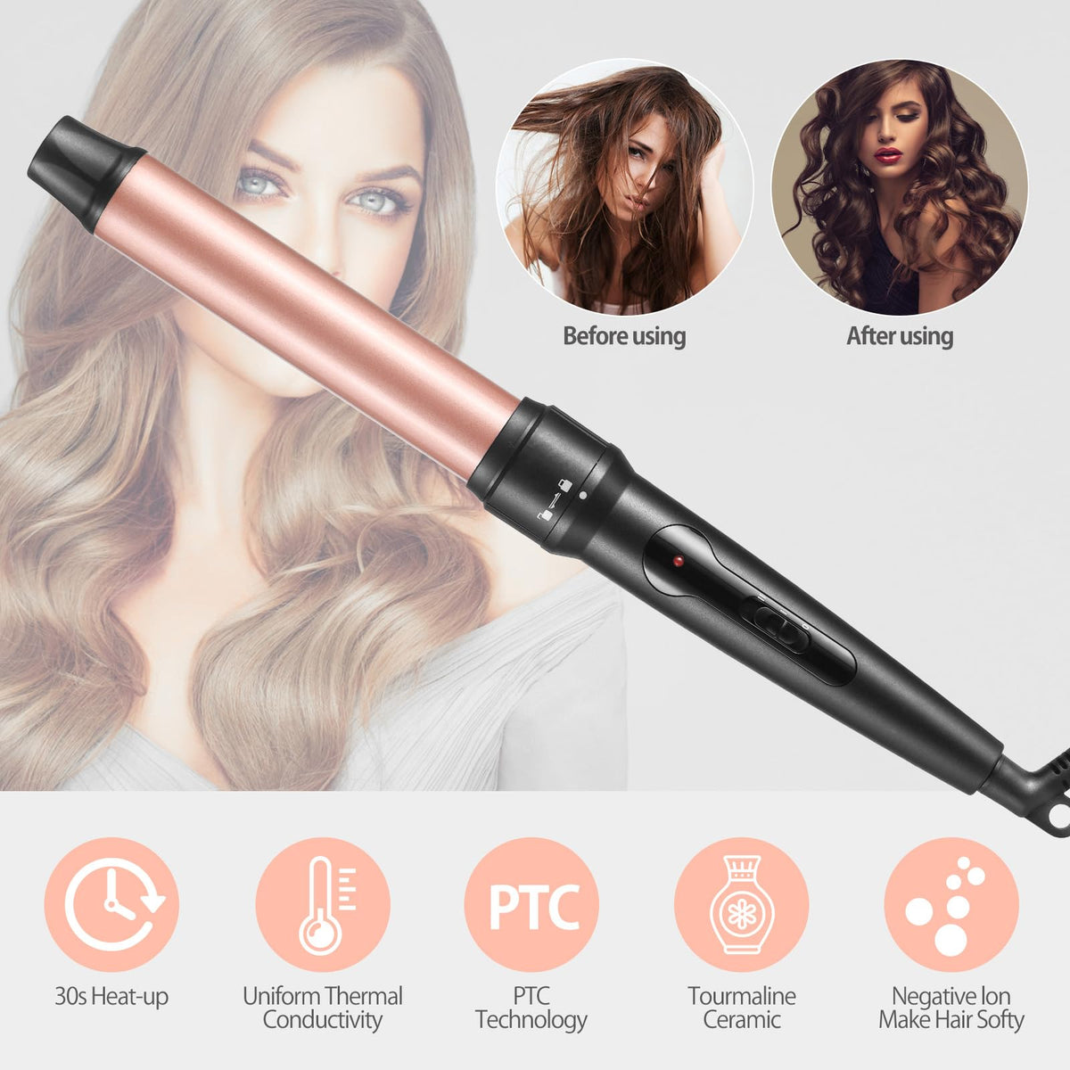 JuHaLeiw 3-in-1 curling wand with 1 inch barrel for defined curls
