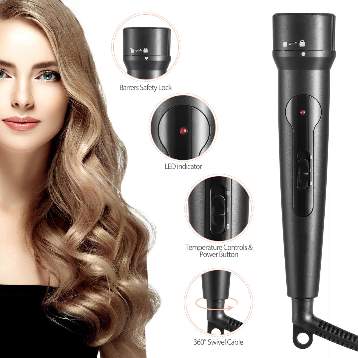 JuHaLeiw ceramic-tourmaline technology for smoother hair