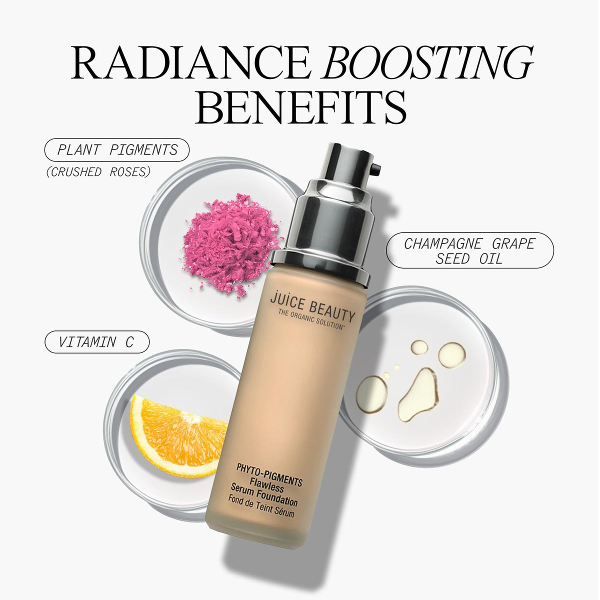 Juice Beauty bottle pump closeup highlights easy dispensing