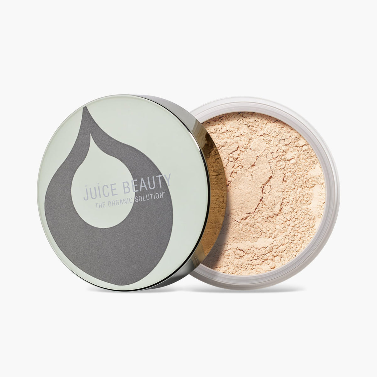 Juice Beauty Flawless Finishing Powder jar ready to set makeup for a smooth, shine-free finish.