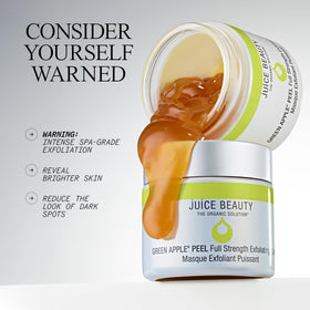 Juice Beauty model peeling off mask illustrating pore-clearing action