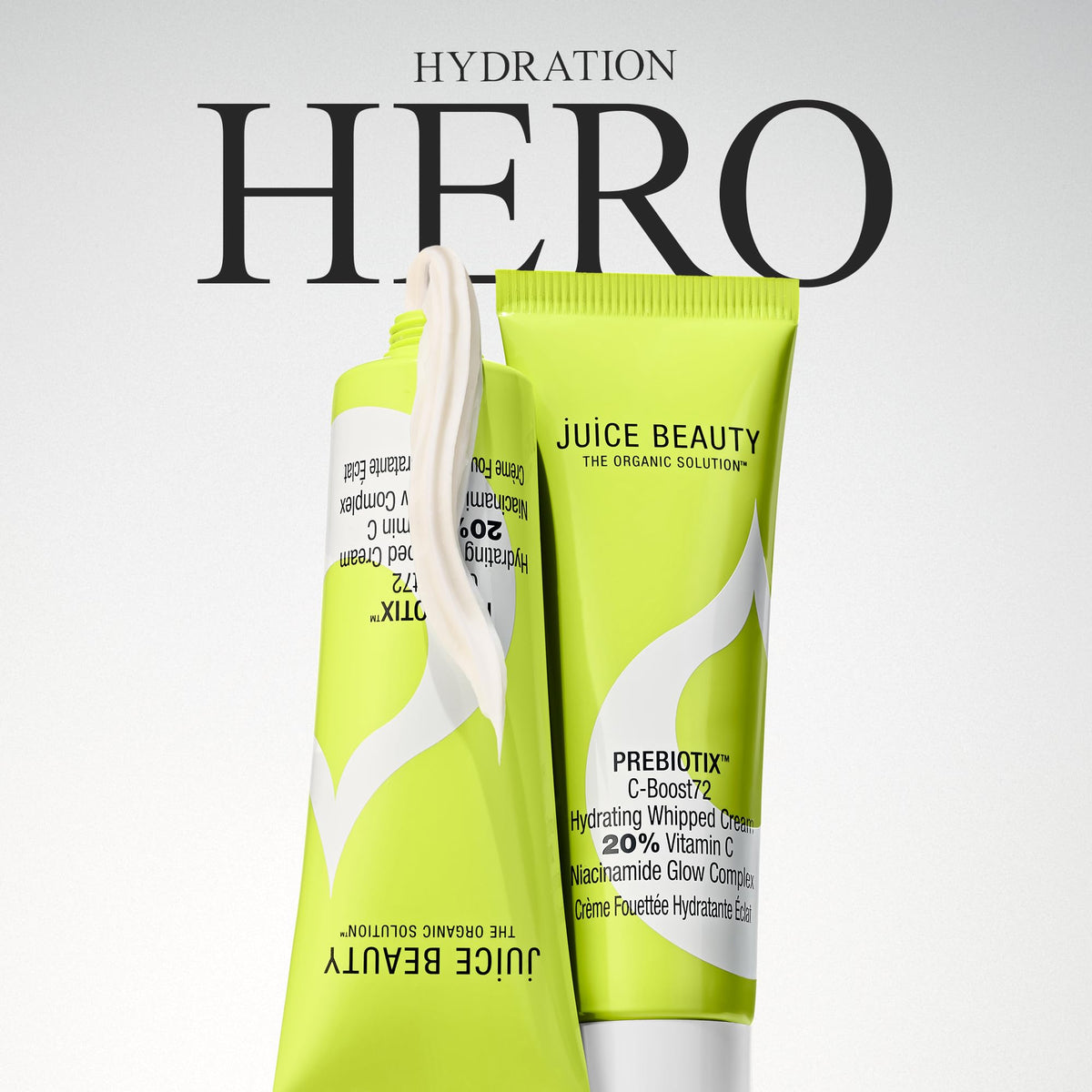 Juice Beauty PREBIOTIX C-Boost72 ingredients closeup hints at Bio 70+ tech.