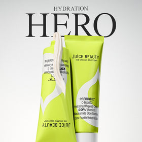 Juice Beauty PREBIOTIX C-Boost72 ingredients closeup hints at Bio 70+ tech.