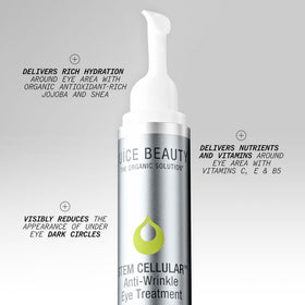 Juice Beauty Stem Cellular Eye Treatment gel closeup highlighting fast-absorbing texture for smooth skin.