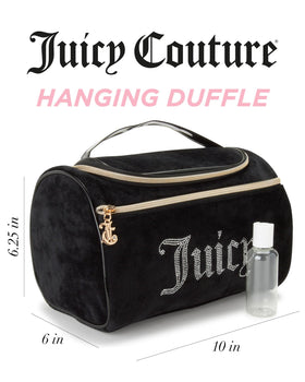 Juicy Couture cosmetics organizer interior keeps brushes and bottles neatly arranged on the go.