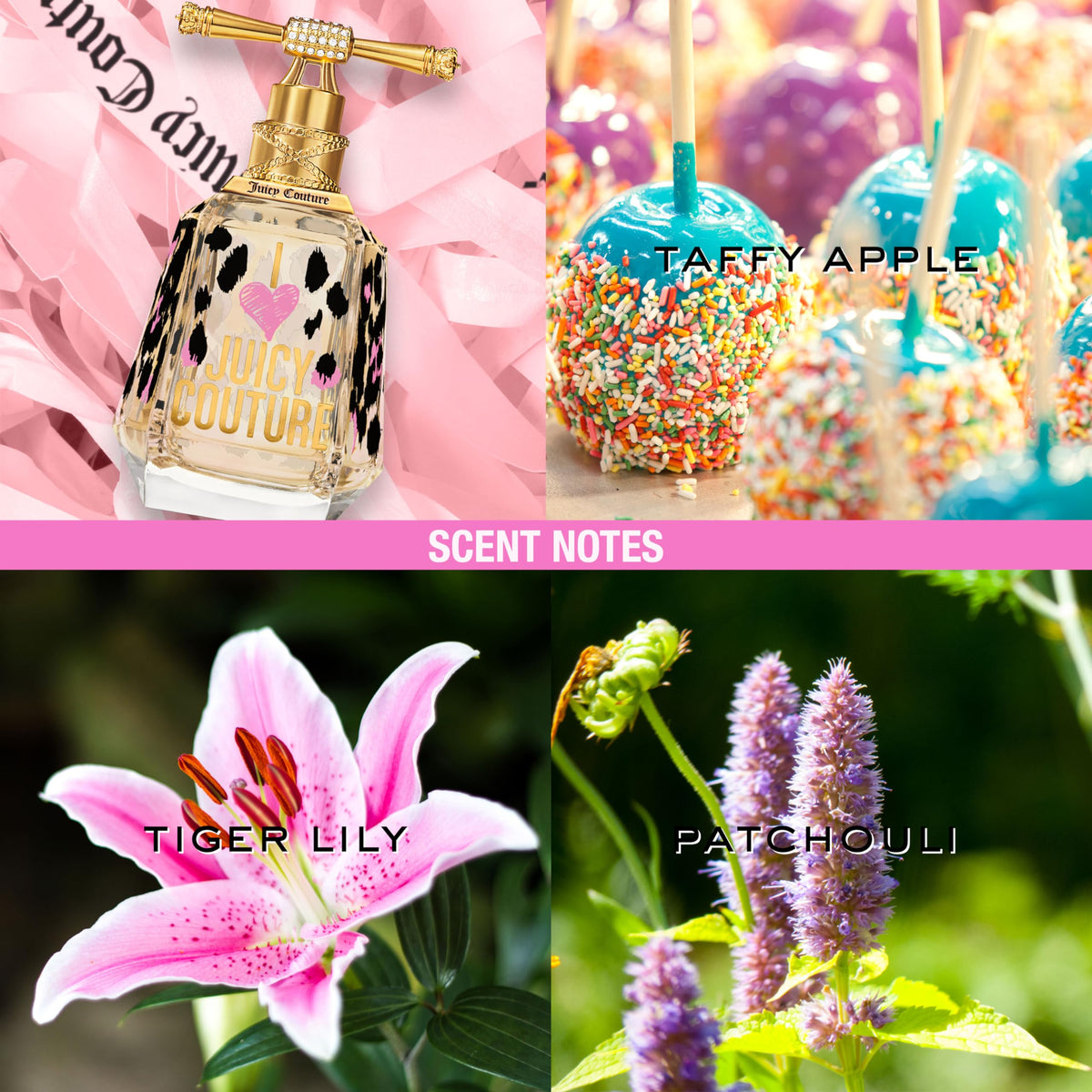 Juicy Couture I Love Juicy label detail hints at the gourmand scent.