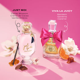 Juicy Couture Just Moi dry-down ingredients close-up with lasting warmth