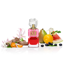 Juicy Couture Oui EDP bottle cap close-up, easy to grip for on-the-go spritz.