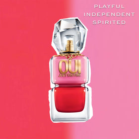 Juicy Couture Oui EDP spray action on wrist, ready for a quick refresh.