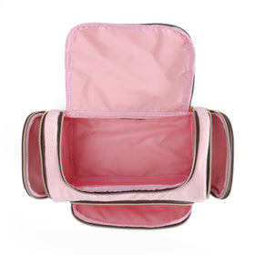 Juicy Couture zipper closure keeps contents secure during trips.
