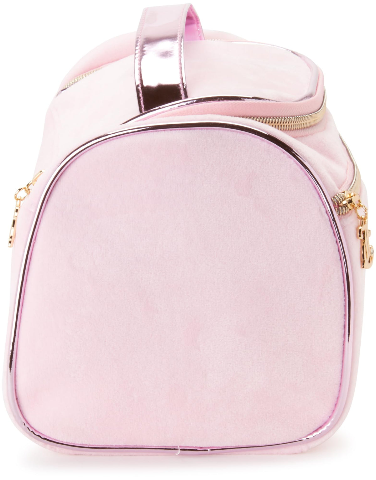 Juicy Couture pink makeup bag zipper closure keeps contents secure on the go