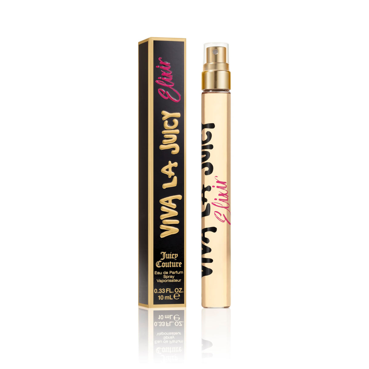 Juicy Couture Viva La Juicy Elixir bottle front view highlighting berry-inspired top notes for day-to-night wear.