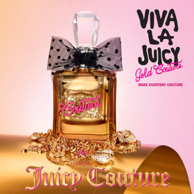 Viva La Juicy Gold bottle with crystal cap evokes evening elegance for confident style.