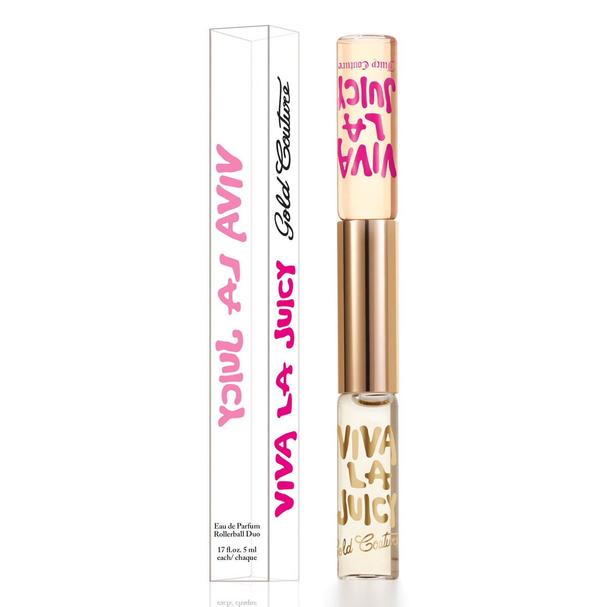 Viva La Juicy Gold Couture bottle closeup shows luxury aroma notes for confident wear.