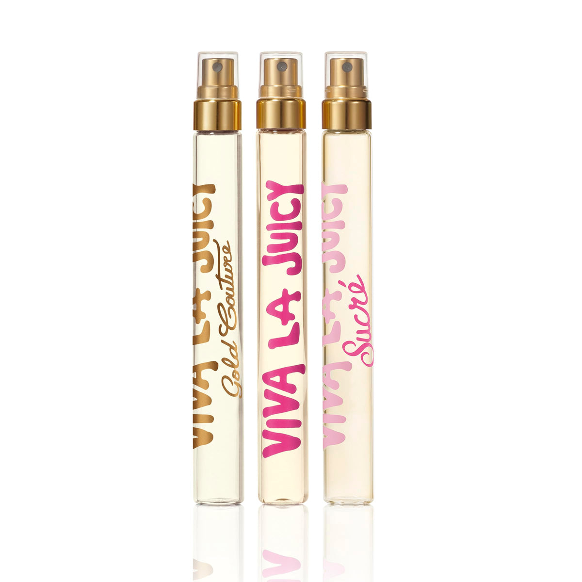 Juicy Couture Viva La Juicy Gold Couture bottle closeup emphasizes berry notes.