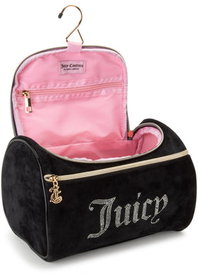 Juicy Couture wipe-clean lining simplifies cleanup after spills or splashes.