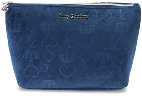 Juicy Couture blue makeup bag with zip top for secure travel organization