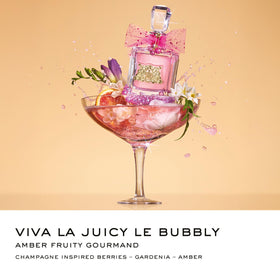 Close-up of Juicy Couture Viva La Juicy Le Bubbly bottle cap with glitter details