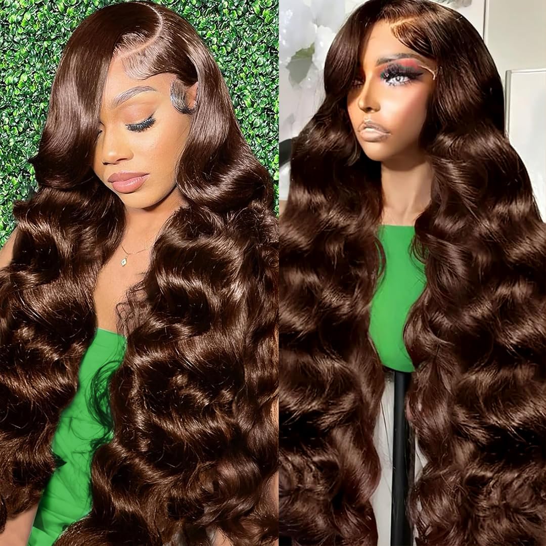 Jukabe 30 inch chocolate brown wig lace front for seamless scalp appearance