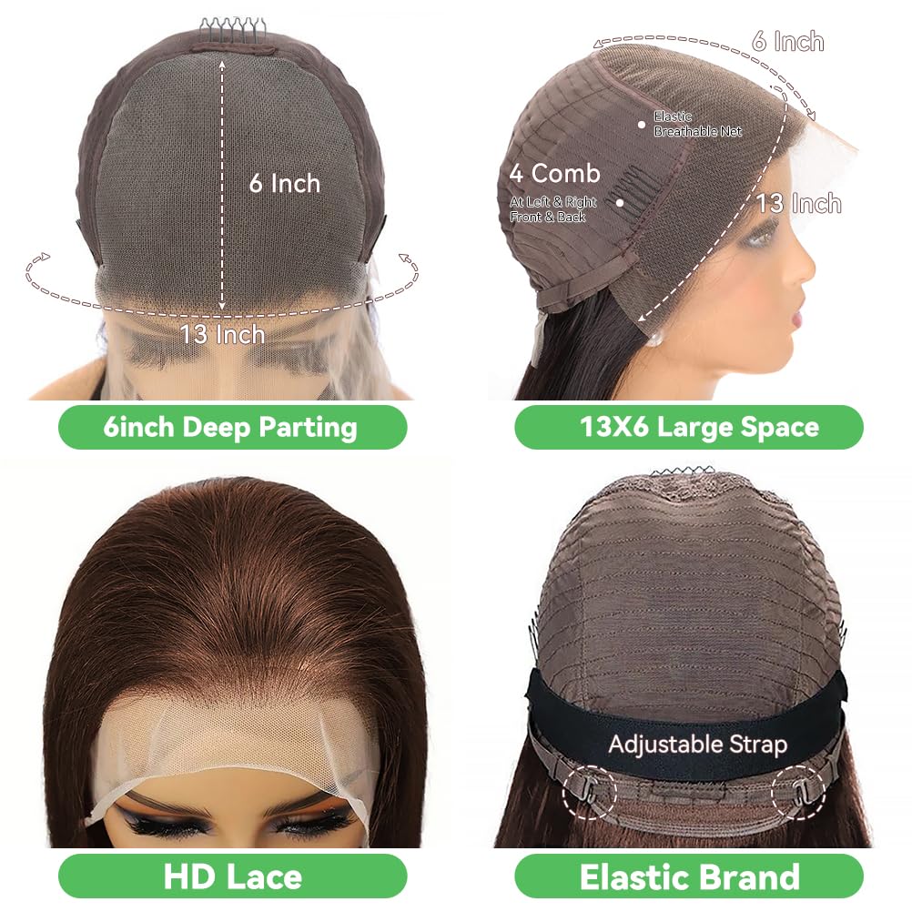 Jukabe chocolate brown wig with versatile parting options